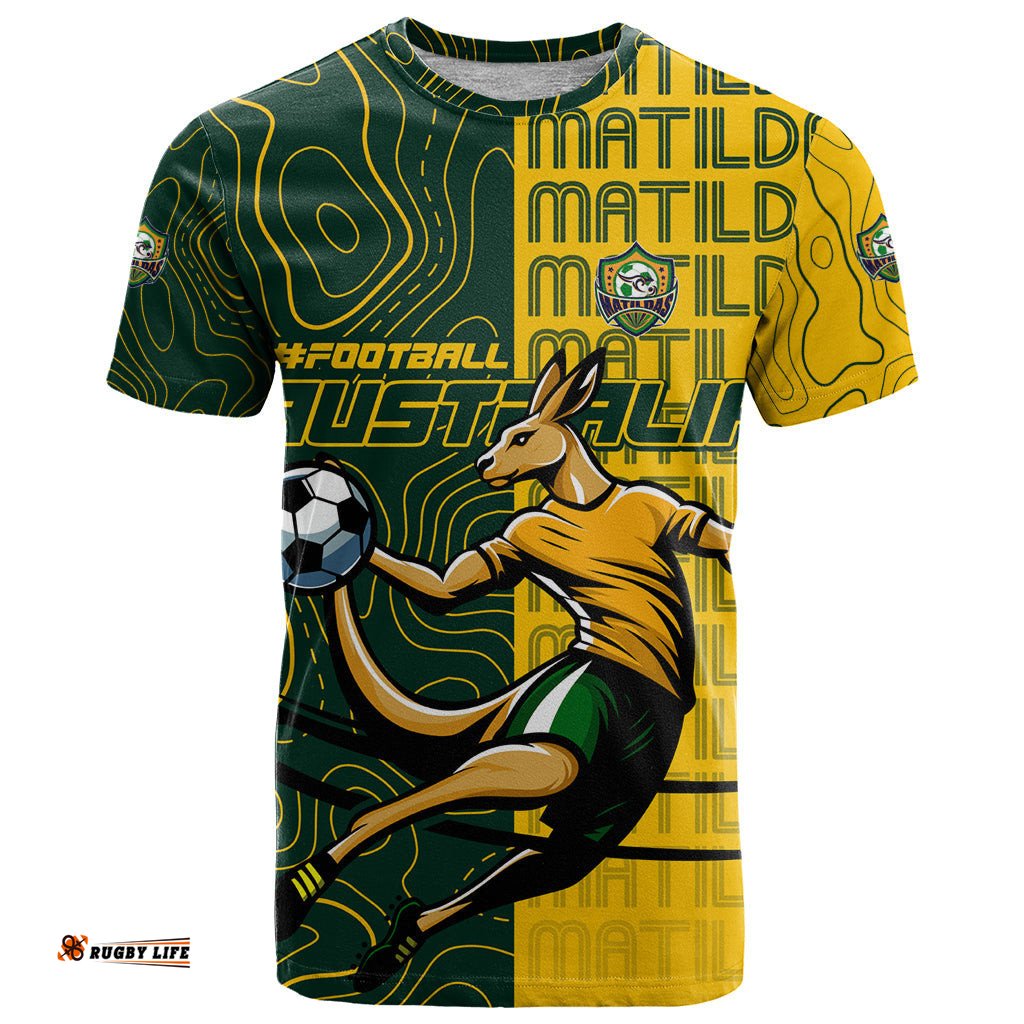 personalised matildas mascot t shirt australia football topographic dt02