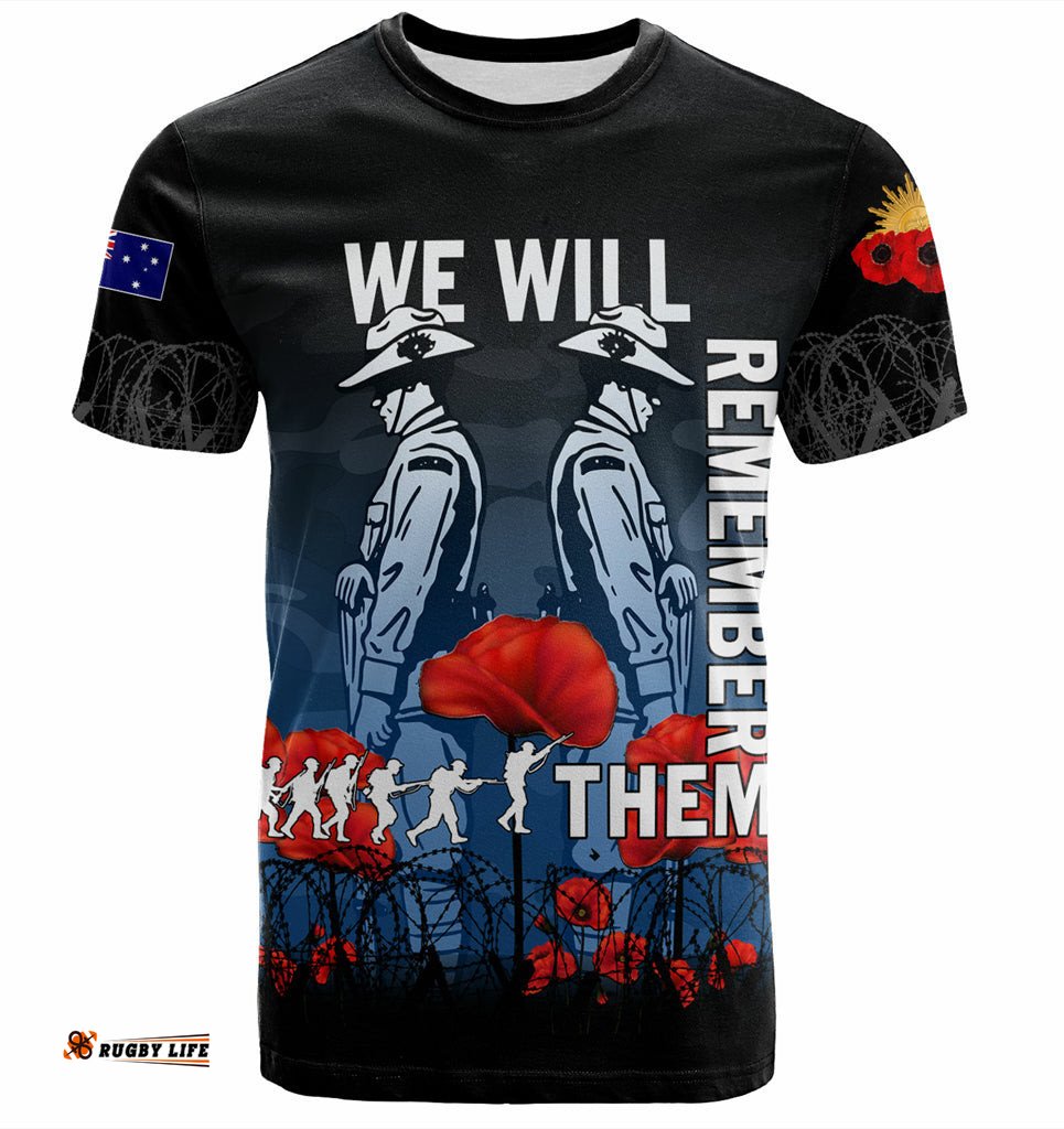 australia anzac day t shirt anzac day soldier we will remember them t shirt blue