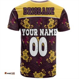 Amazing Aussie Brisbane Broncos Custom T-Shirt - Brisbane Broncos With Maori Patterns T-Shirt