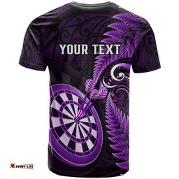 personalised new zealand darts t shirt happiness is a tight threesome maori purple