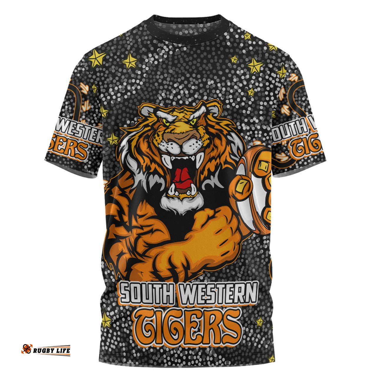 Amazing Aussie Wests Tigers Custom T-shirt - Team With Dot And Star Patterns For Tough Fan T-shirt