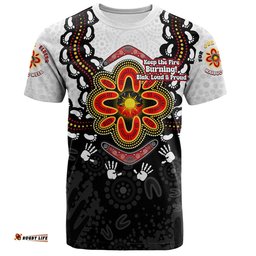 Amazing Aussie Australia T-Shirt Aboriginal Inspired Naidoc Symbol Pattern White
