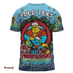 Amazing Aussie Gold Coast Titans Christmas Custom T-shirt - Merry Christmas Our Beloved Team With Aboriginal Dot Art Pattern T-shirt