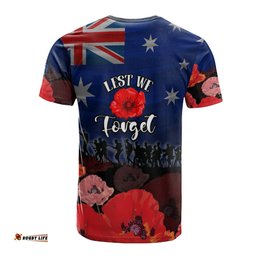 Amazing Aussie Australia T-Shirt - Anzac Day Soldier With Poppies Flowers