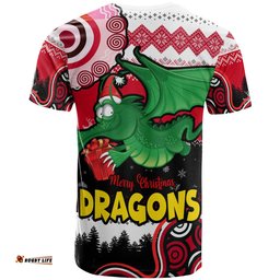 Amazing Aussie St. George Illawarra Dragons Christmas T-shirt - Custom Dragon Aboriginal Inspired Xmas T-shirt