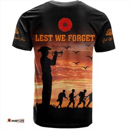 Amazing Aussie Australia T-Shirt Anzac Lest We Forget Sunset Soldiers Army