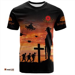 Amazing Aussie Australia T-Shirt Anzac Lest We Forget Sunset Soldiers Army