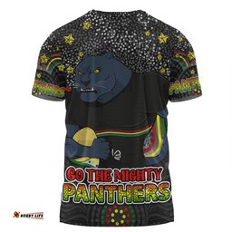 Amazing Aussie Penrith Panthers Custom T-shirt - Custom With Aboriginal Inspired Style Of Dot Painting Patterns  T-shirt