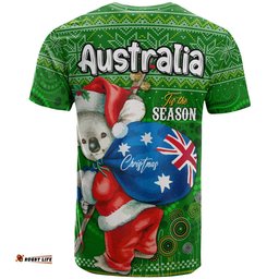 aboriginal christmas t shirt custom australia koala ugly christmas with aboriginal inspired green t shirt
