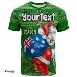 aboriginal christmas t shirt custom australia koala ugly christmas with aboriginal inspired green t shirt