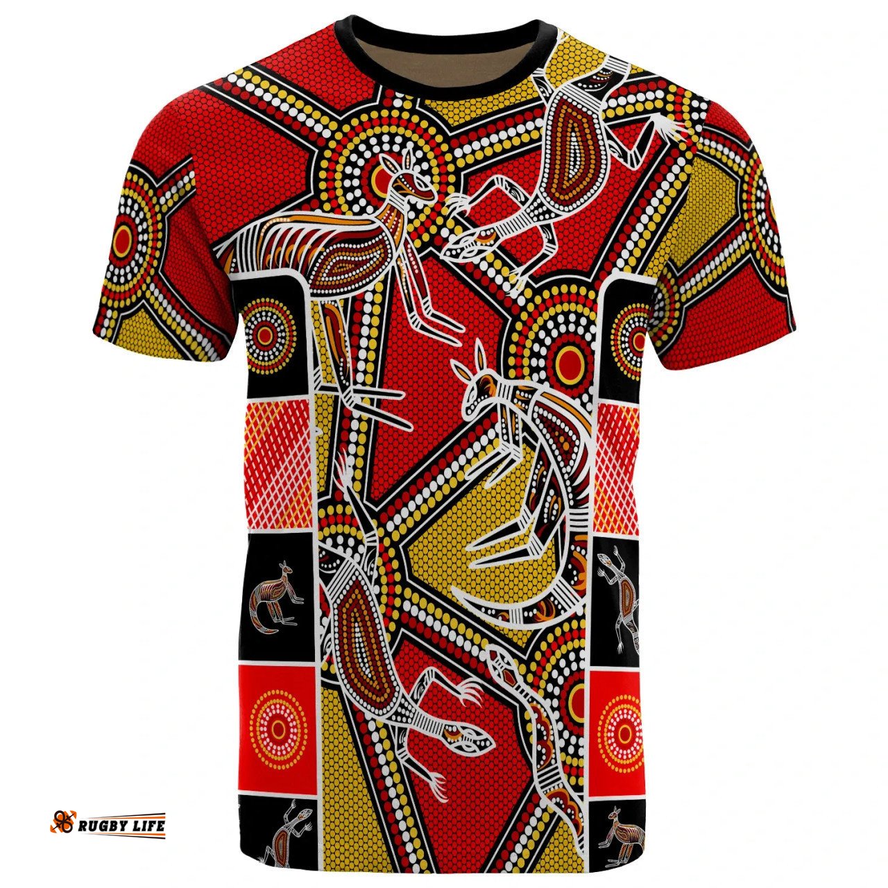 Amazing Aussie Australia Aboriginal Inspired T-Shirt - Kangaroo Dot Painting Patterns