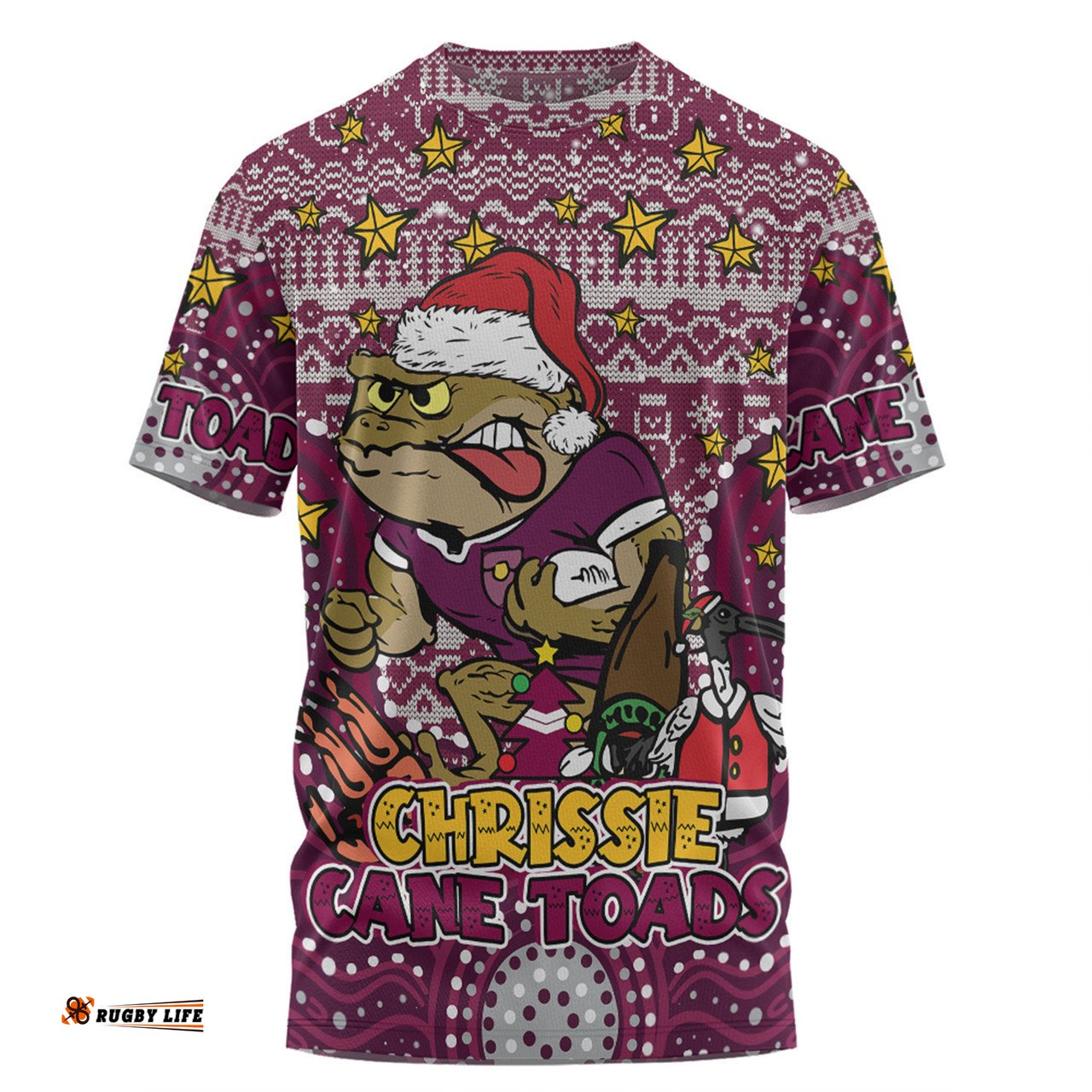 Amazing Aussie Queensland Cane Toads Christmas Custom T-shirt - Christmas Knit Patterns Vintage Jersey Ugly T-shirt
