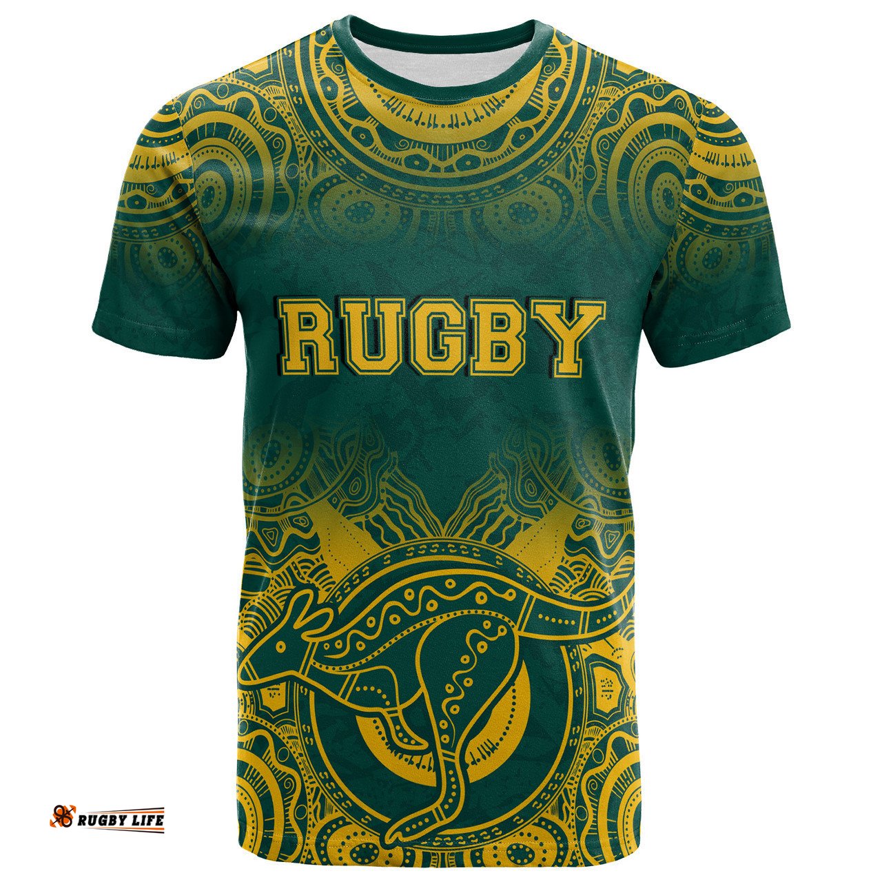 Amazing Aussie Australia Rugby T-shirt - Aboriginal Inspired Wallabies Kangaroo