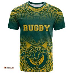 Amazing Aussie Australia Rugby T-shirt - Aboriginal Inspired Wallabies Kangaroo