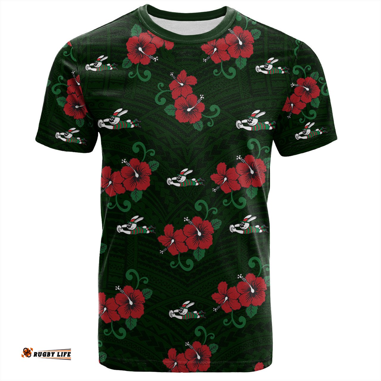 Amazing Aussie South Sydney Rabbitohs T-Shirt - Bunnies With Maori Patterns T-Shirt