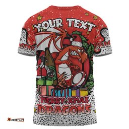 Amazing Aussie St. George Illawarra Dragons Christmas Custom T-shirt - Merry Christmas Our Beloved Team With Aboriginal Dot Art Pattern T-shirt