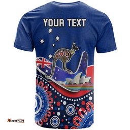 custom personalised australia day t shirt indigenous kangaroo and boomerang
