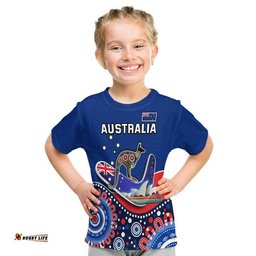 custom personalised australia day t shirt indigenous kangaroo and boomerang