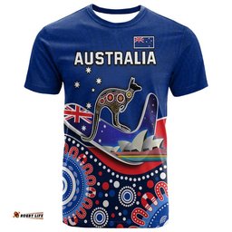 custom personalised australia day t shirt indigenous kangaroo and boomerang
