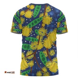 Amazing Aussie Australia Aboriginal T-shirt - Australian Yellow Wattle Flower Artwork T-shirt