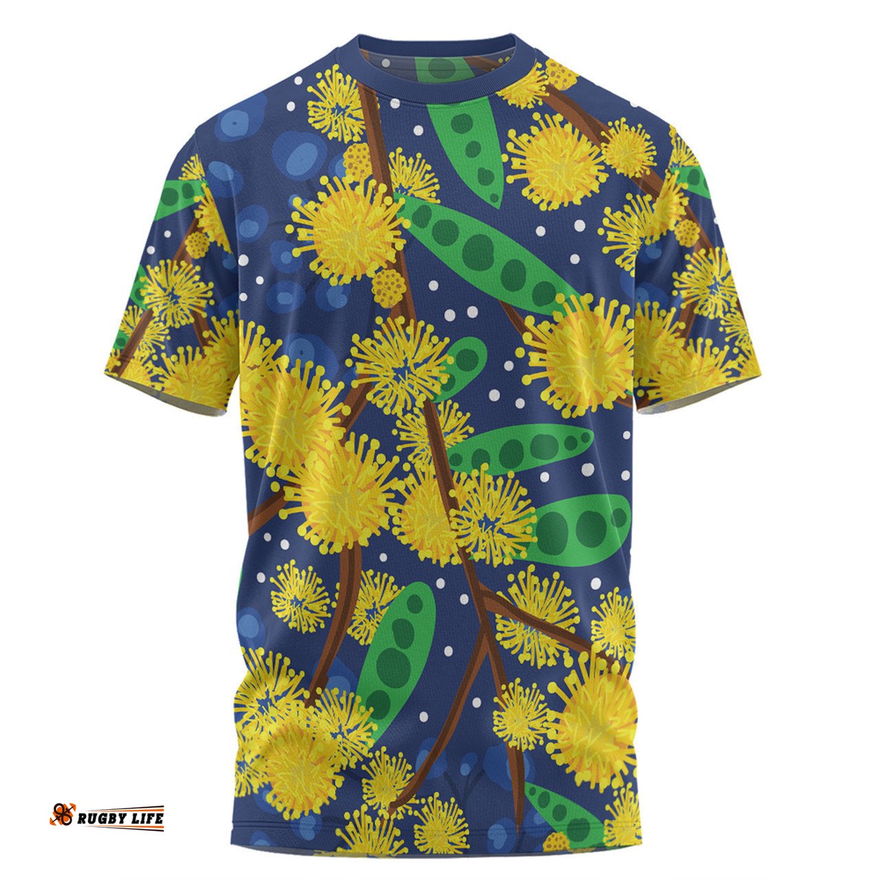 Amazing Aussie Australia Aboriginal T-shirt - Australian Yellow Wattle Flower Artwork T-shirt