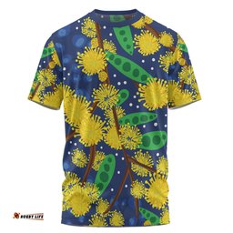 Amazing Aussie Australia Aboriginal T-shirt - Australian Yellow Wattle Flower Artwork T-shirt