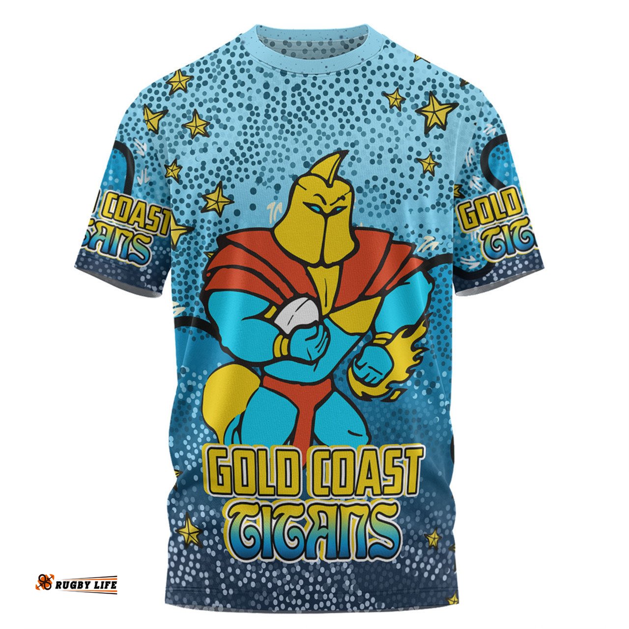 Amazing Aussie Gold Coast Titans Custom T-shirt - Team With Dot And Star Patterns For Tough Fan T-shirt