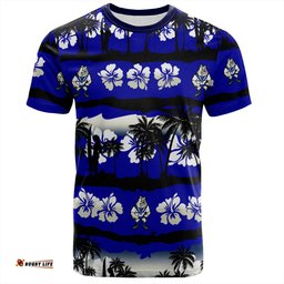 Amazing Aussie Canterbury-Bankstown Bulldogs T-Shirt - Tropical Hibiscus and Coconut Trees