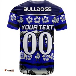 Amazing Aussie Canterbury-Bankstown Bulldogs T-Shirt - Tropical Hibiscus and Coconut Trees
