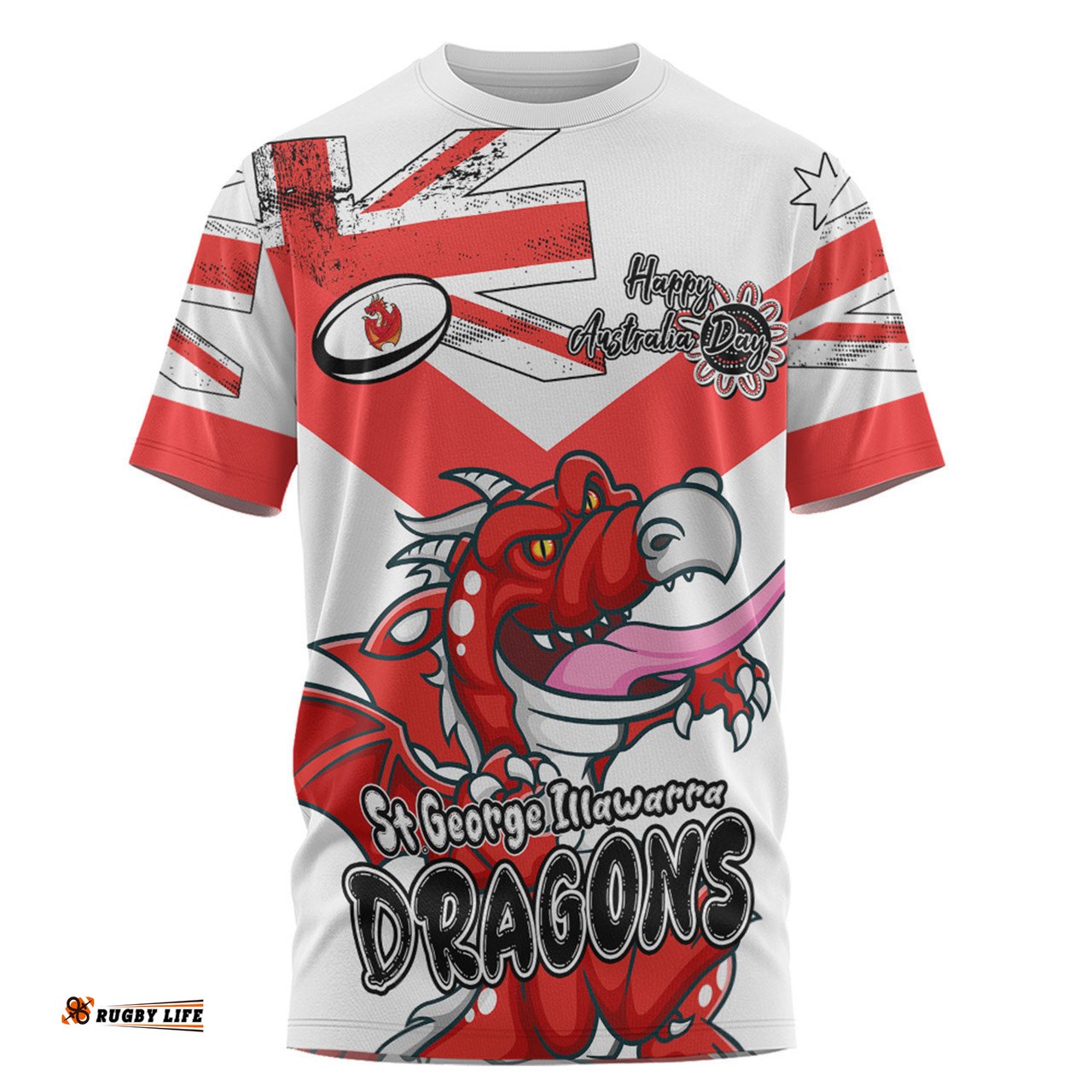 Amazing Aussie St. George Illawarra Dragons T-Shirt - Happy Australia Day We Are One And Free