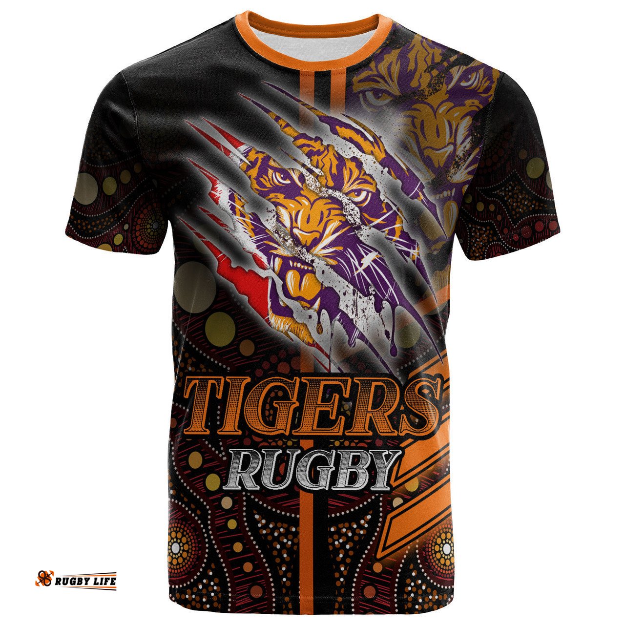 Amazing Aussie Wests Tigers T-shirt - Custom Wests Tigers Claw Aboriginal Inspired Indigenous Sport Style T-shirt