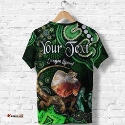 custom personalised australian astrology t shirt leo dragon lizard zodiac aboriginal vibes green