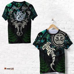 custom personalised aotearoa paua shell t shirt maori manaia and fish