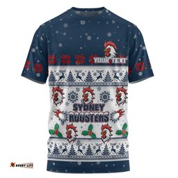 Amazing Aussie Sydney Roosters Christmas Custom T-Shirt - Special Ugly Christmas T-Shirt