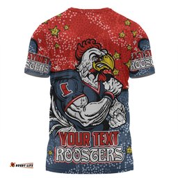 Amazing Aussie Sydney Roosters Custom T-Shirt - Team With Dot And Star Patterns For Tough Fan T-Shirt