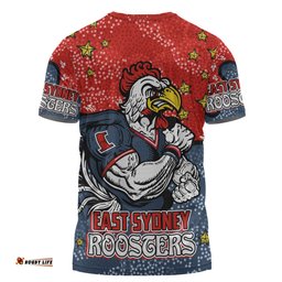 Amazing Aussie Sydney Roosters Custom T-Shirt - Team With Dot And Star Patterns For Tough Fan T-Shirt