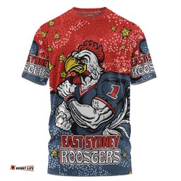Amazing Aussie Sydney Roosters Custom T-Shirt - Team With Dot And Star Patterns For Tough Fan T-Shirt