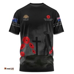 Amazing Aussie New Zealand Anzac Day T-shirt - New Zealand Remember Black T-shirt
