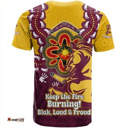 Amazing Aussie Brisbane Broncos T-Shirt Aboriginal Inspired Naidoc Symbol Pattern