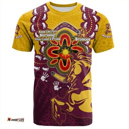 Amazing Aussie Brisbane Broncos T-Shirt Aboriginal Inspired Naidoc Symbol Pattern