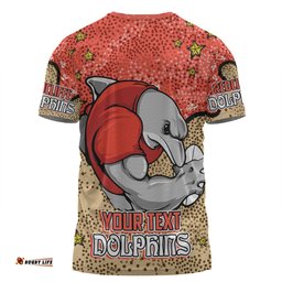 Amazing Aussie Redcliffe Dolphins Custom T-shirt - Team With Dot And Star Patterns For Tough Fan T-shirt