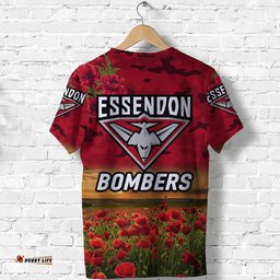 essendon bombers anzac t shirt poppy vibes red
