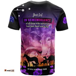 Amazing Aussie Australia War Animal Memorial Custom T-shirt - Spirit Live On Purple Poppy T-shirt