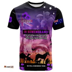 Amazing Aussie Australia War Animal Memorial Custom T-shirt - Spirit Live On Purple Poppy T-shirt