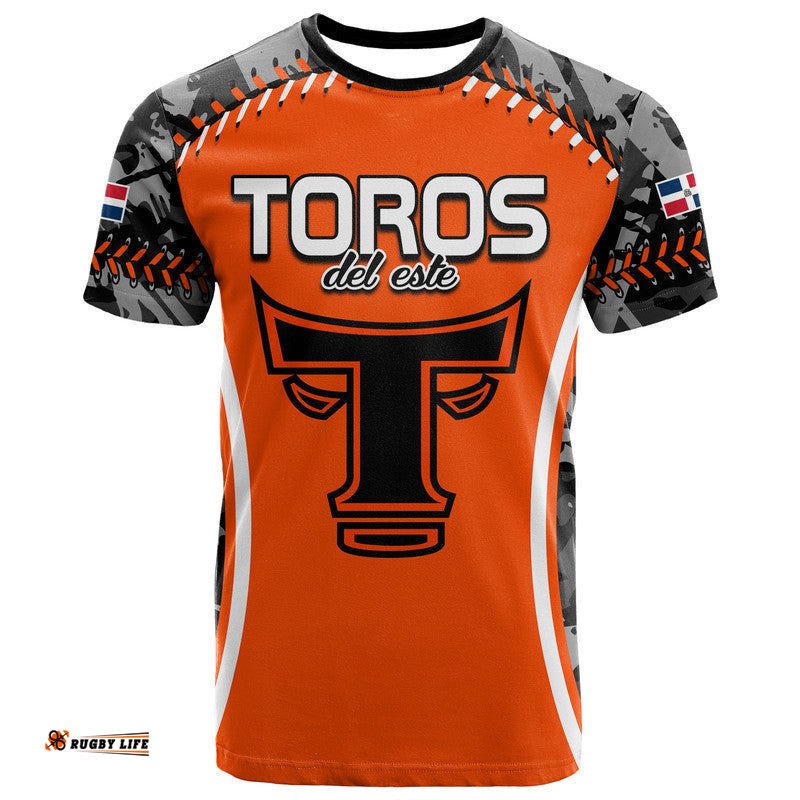 dominican toros de este baseball stitches t shirt orange