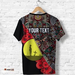 custom personalised australian anzac day t shirt aboriginal flag style th12