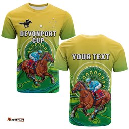 custom personalised australia devonport cup 2023 t shirt horse racing indigenous art