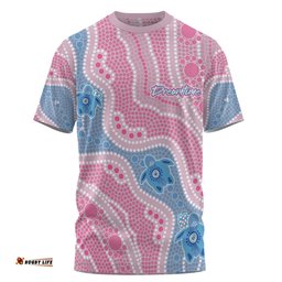 Amazing Aussie Australia Turtles Aboriginal Custom T-shirt - Dreamtime River And Turtles Dot Art Painting Pink T-shirt