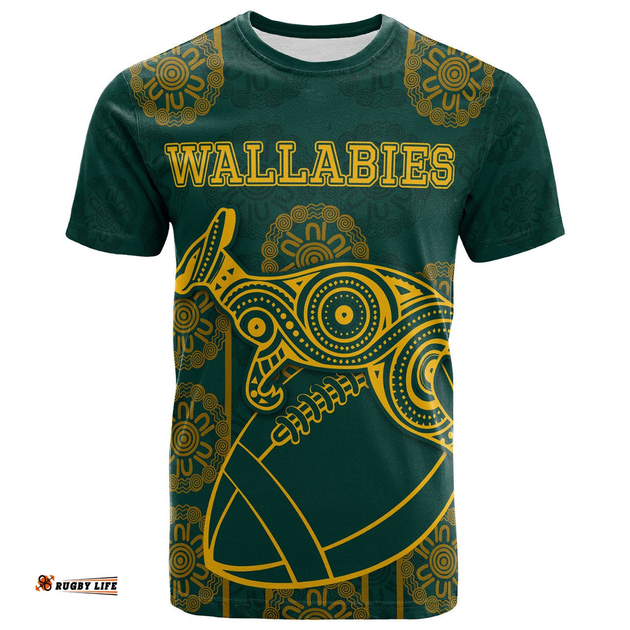 Amazing Aussie Australia Rugby T-shirt - Aboriginal Inspired Wallabies