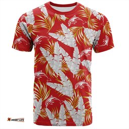 Amazing Aussie Redcliffe Dolphins Custom T-Shirt - Tropical Patterns Redcliffe Dolphins T-Shirt